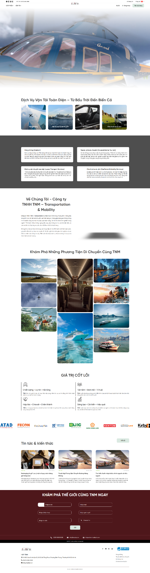 Website cho công ty ngành vận tải du lịch HSF-TNM