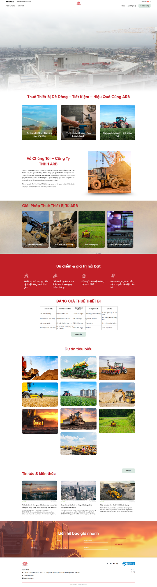 Website cho công ty ngành vận tải du lịch HSF-ARB