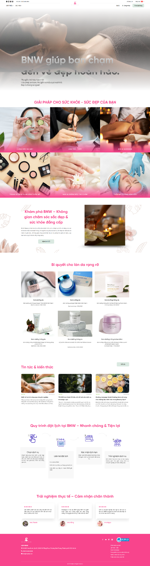 Website cho Công ty Sức khỏe & Sắc đẹp HOF-BNW